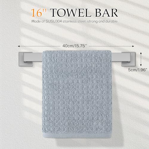 5-Pieces Brushed Nickel Bathroom Hardware Accessories Set,16 Inch Towel Bar Set,Stainless Steel Bathroom Hardware Set Towel Holder Set for Bathroom,Wall-Mounted Bathroom Accessories Kit - color: Brushed Nickel
