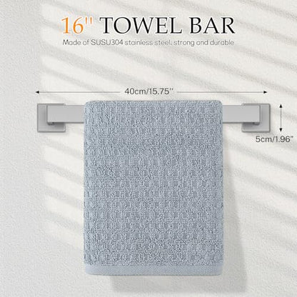 5-Pieces Brushed Nickel Bathroom Hardware Accessories Set,16 Inch Towel Bar Set,Stainless Steel Bathroom Hardware Set Towel Holder Set for Bathroom,Wall-Mounted Bathroom Accessories Kit - color: Brushed Nickel