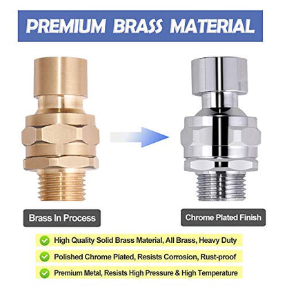 Shower Head Swivel Ball Adapter Brass Adjustable Shower Arm Connector Universal Showering Component Shower Arm Extension, Polished Chrome - color: Polished Chrome