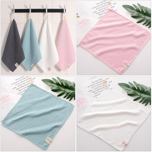 Healifty 4pcs Quick Dry Absorbent Microfiber Washcloths Square Face Towels Saliva Towels Multipurpose for Bathroom and