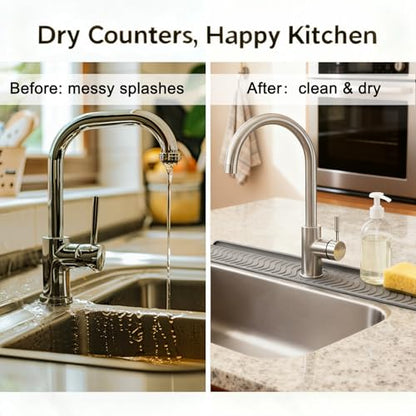 30 Inch Silicone Kitchen Sink Faucet Mat, Adjustable Waterproof Splash Guard Draining Mat Keep Countertops Dry (Gray) - color: Gray