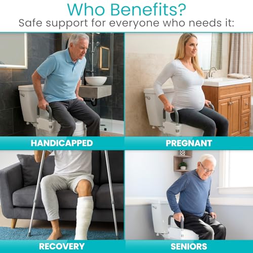 Vive Raised Toilet Seat - 5" Portable, Elevated Toilet Seat Riser | Extender - Elongated and Standard Fit Commode Lifter - Bathroom Safety Extender Assists Disabled, Elderly, Seniors - style: Universal Size w/ Handles