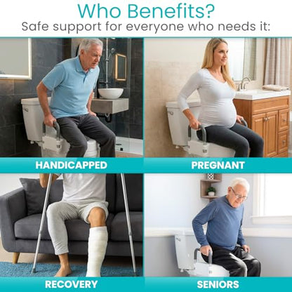 Vive Raised Toilet Seat - 5" Portable, Elevated Toilet Seat Riser | Extender - Elongated and Standard Fit Commode Lifter - Bathroom Safety Extender Assists Disabled, Elderly, Seniors - style: Universal Size w/ Handles