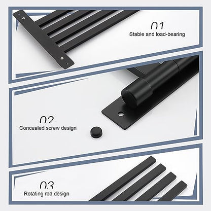 KOKOSIRI Bathroom Towel Bars Swivel Towel Rails Matte Black Swing Out Hand Towel Holder 4-Arm for Bath Kitchen Wall Stainless Steel B5007BK-A4 - size: 4-Bar