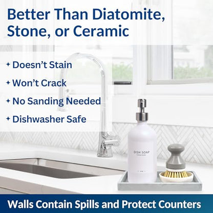 Countertop & Vanity Silicone Tray - Small 7.7" Kitchen Soap Tray | Kitchen Sink Soap Tray, Dish Soap Tray for Kitchen Counter, Bathroom Tray, Silicone Soap Dispenser Tray & Sponge Holder - color: Marble Design, size: Small 7.7”