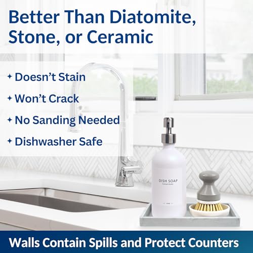 Countertop & Vanity Silicone Tray – 2 PC Small 7.7" Soap Tray | Kitchen Soap Tray Set, Dish Soap Tray for Kitchen Counter, Kitchen Sink Tray, Silicone Soap Dispenser Tray & Sponge Holder - color: Marble Design, size: 2 PC Small - 7"