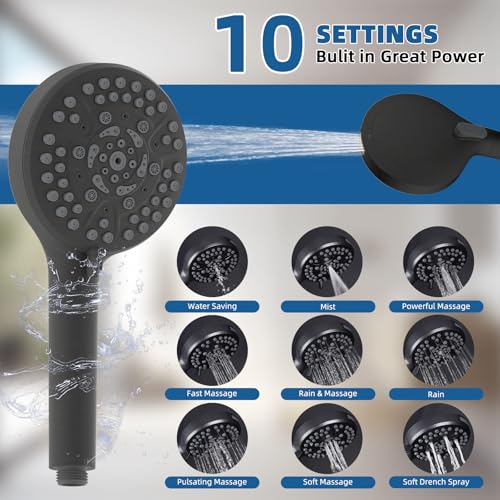 12" Metal Rainfall Shower Head with 10-Mode Handheld, Oil Rubbed Bronze | NSF/ANSI/CAN 372 Certified, High Pressure Showerhead Combo with 11" Adjustable Shower Arm, 71" Hose, Shower Head Holder - color: Oil Rubbed Bronze, style: Square 12"