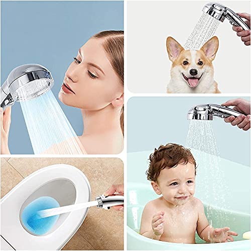 3-Setting Detachable Shower Head, Chrome Finish | High Pressure Water Saving, ON/OFF Switch, 3 Spray Modes, Interface G1/2 (0.8 inches)