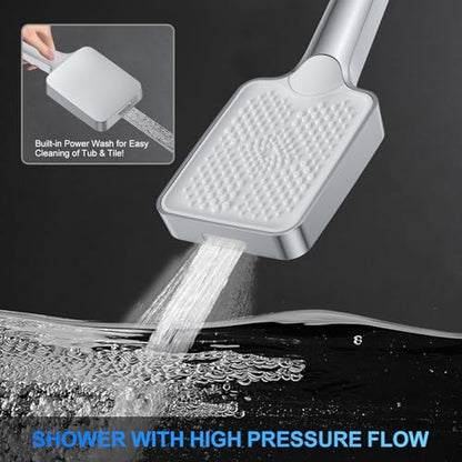 Shower Faucet Set, 12" Ceiling Mount Rainfall Shower System with 2 Rain Shower Head and Multi-function Handheld Head Push Button Diverter Shower Faucet Trim Kit (12", Polished Chrome) - color: Chrome Polished, style: 12"-Ceiling-01