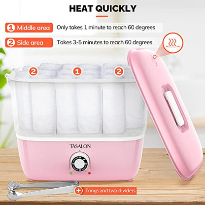 TASALON Hot Towel Steamer for Facials, Hot Towel Warmer Quickly Heats Up in 5 Minutes, Portable Towel Machine Fits 16 Mini Towels, Salon Equipment Towel Warmer for Facials, Spa, Massage, Pink - size: M Size