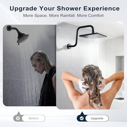 BRIGHT SHOWERS 13 Inch Shower Head Extension Arm with Flange S Shaped High Rise Extender, Long Stainless Steel Rainfall Shower Head Pipe Arm, Oil-Rubbed Bronze - color: Oil Rubbed Bronze, style: S-Shape 13 Inch