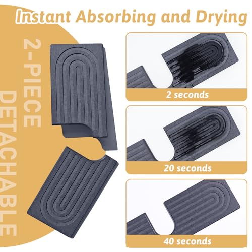 Kitchen Faucet Absorbent Mat with U-Shape Hole, 16" Diatomaceous Earth Splash Guard for Sink Faucet, Aesthetic Water Absorbing Stone Tray Draining Mat for Modern Home, Gift for Girlfriend, Dark Grey - size: 16" x 3.9"