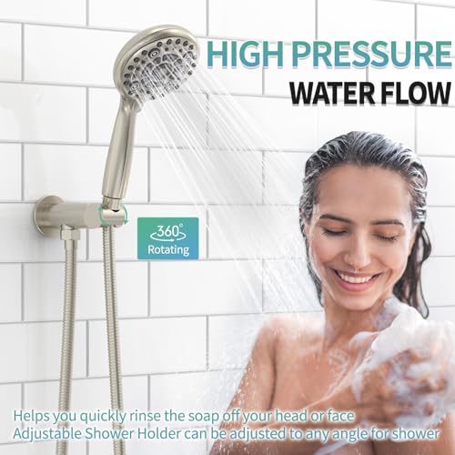 SR SUN RISE Shower Faucet - 10 Inch Multifunctional High Pressure Shower Head System with Handheld Shower Head Fixtures - Valve Included - Brushed Nickel - color: Brushed Nickel, size: 10 Inch
