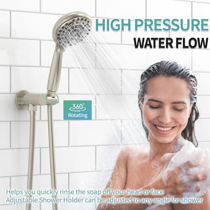 SR SUN RISE Shower Faucet - 10 Inch Multifunctional High Pressure Shower Head System with Handheld Shower Head Fixtures - Valve Included - Brushed Nickel - color: Brushed Nickel, size: 10 Inch
