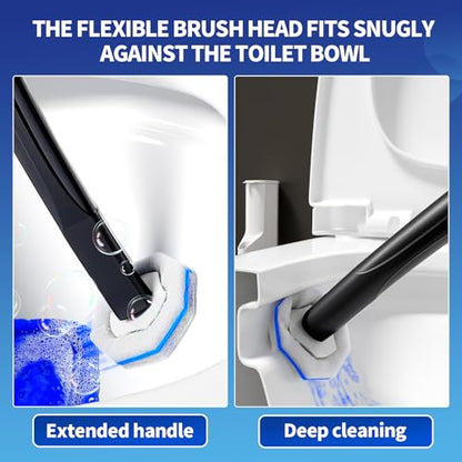 Disposable Toilet Brush - Toilet Bowl Cleaner, Toilet Cleaning Supplies, Toilet Brush with Holder, Toilet Bowl Cleaner Wands，40 Refills for Toilet Cleaning and Hygienic Bathroom Maintenance - style: Toilet brush+40 refills