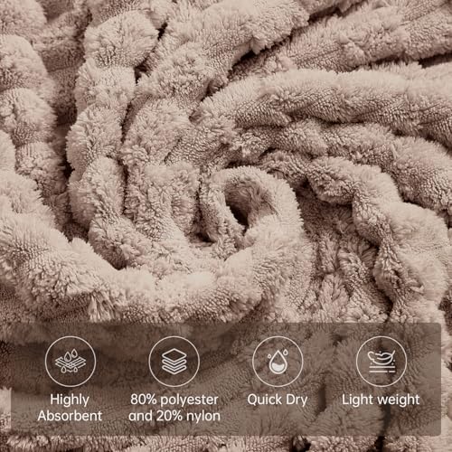 6 Piece Bath Towel Set, 40"x80" Microfiber Bath Sheets, Beige | Microfibers，Extra-large size，Quick dry，Highly Absorbent，Big and Tall users，2Bath towels 2Hand towels 2Washcloths - color: Beige, size: Bath Sheet Set-6PCS