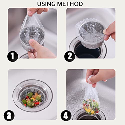 GXXMEI 500pcs Disposable Sink Strainer Mesh Filter Bags, Anti Clogging Elastic, Fits Most Sizes