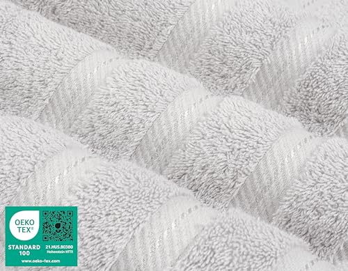 American Soft Linen 100% Cotton Luxury Turkish Towels, 6 Piece Towel Set | Soft Absorbent Quick Dry OEKO Tex Standard 100 Certificated Durable Machine Washable Premium Hotel Quality - color: Silver Gray
