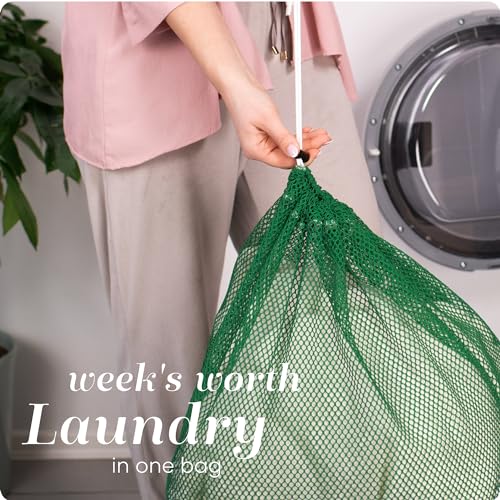 Handy Laundry Mesh XL Laundry Bags - Durable, Machine Washable with Secure Drawstring Closure - Perfect for College Dorms, Laundromats, Apartments (Green, Large 24" x 36") | XL 24x36 Mesh Laundry Bag, Secure Drawstring, Heavy Duty, Machine Washable, for D