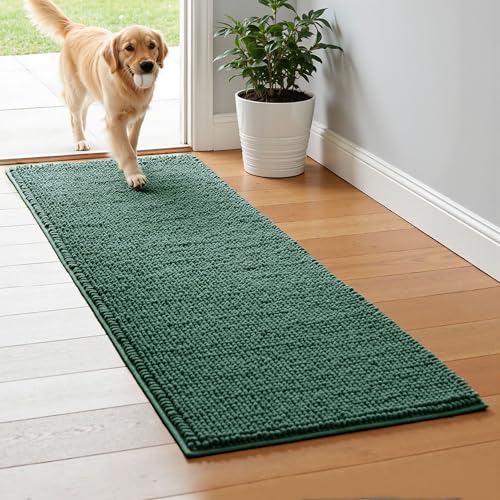 SUBRTEX Bathroom Rugs, 24" x 60" Chenille Bath Rug Soft Short Plush Bath Mat Soft Shower Mat Water Absorbent Shower Mat Quick Dry Machine Washable, Celadon - color: Celadon, size: 24" x 60" (Runner)