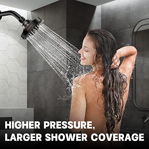 High Pressure Shower Head, HOPOPRO 5-Mode Fixed Showerhead, NBC Recommended | The Washington Post, NBC, Today Recommended, Consumer Reports Tested High Flow Fixed Shower Head (4 Inch Oil Rubbed Bronze) - color: Oil Rubbed Bronze, style: 4 Inch Modern