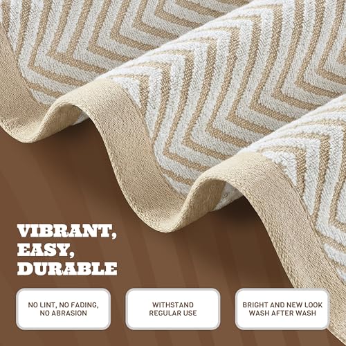 White Classic Cotton Beach Towels Oversized 35 x 70 Inches, Ultra Absorbent and Low Lint Luxury Pool Towels, Chevron Design, Beige, 2 Pack - color: Chevron Beige