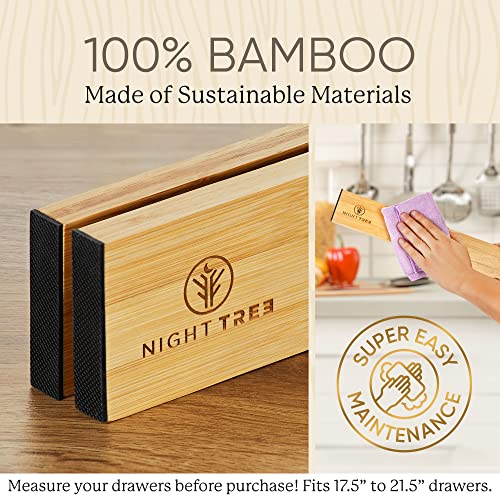 Expandable Bamboo Drawer Dividers – drawer separators for Clothes, Kitchen Utensils, Bathroom, and Dresser Drawers (17.5" to 21.5") - size: 17.5" - 21.5" (Large Size)