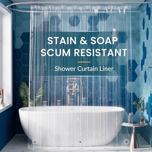 Titanker Extra Long Shower Curtain Liner 72 x 84 Clear Plastic Shower Liner PEVA Waterproof Lightweight Shower Curtain with Liner for Bathroom with Magnets and Grommets - color: Clear, size: 72"W x 84"L (Pack of 1)