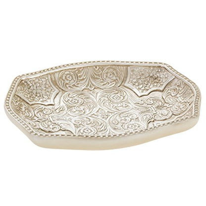 Creative Scents Victoria Bar Soap Dish for Bathroom, Beige Bar Soap Holder | Durable Resin Design - Sink/ Bath/ Shower/ Bathtub Decor - style: Soap Dish