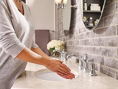 Moen Dartmoor Chrome Two-Handle High Arc Widespread Bathroom Sink Faucet for 3-Hole Setups with Valve Included, TV6805 - color: Chrome