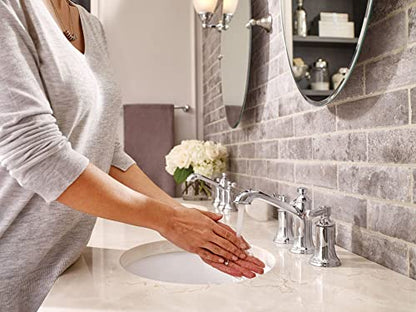 Moen Dartmoor Chrome Two-Handle High Arc Widespread Bathroom Sink Faucet for 3-Hole Setups with Valve Included, TV6805 - color: Chrome