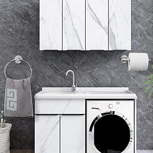 NearMoon 2 Pieces Bathroom Hardware Accessories, Towel Ring and Toilet Paper Holder- Stainless Steel Bath Towel Hanger and Hand Towel Holder, Wall Mounted (Chrome Finish) - color: Chrome Finish