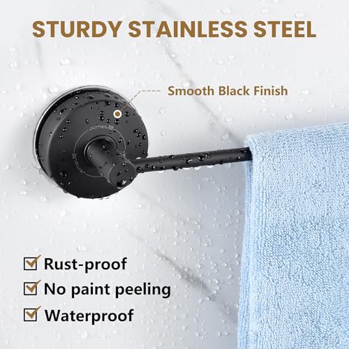 JOMOLA Towel Bar Suction Hand Towel Rack for Bathroom Stainless Steel Kitchen Towel Rail Holder Storage Hanger No Drilling Towel Bar Matte Black,17 inches - color: Matte Black
