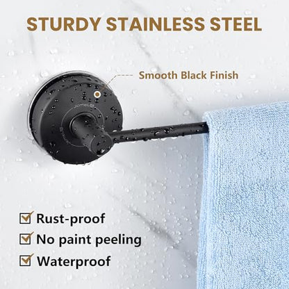JOMOLA Towel Bar Suction Hand Towel Rack for Bathroom Stainless Steel Kitchen Towel Rail Holder Storage Hanger No Drilling Towel Bar Matte Black,17 inches - color: Matte Black