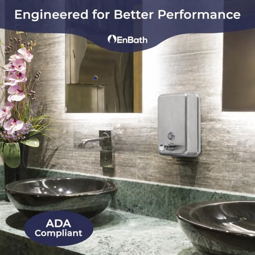 Commercial Soap Dispenser Wall Mount, 304 Stainless Steel & Solid Brass Pump Core, Industrial Grade Hand Soap Dispenser with Corrosion-Proof Lining for Bathrooms & Kitchens, 37oz/1100ml ADA Compliant - style: Vertical