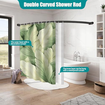Double Curved Shower Curtain Rod 42 to 72 Inches Elegant Double Shower Curtain Rod Adjustable Wall Mounted Double Shower Curtain Pole for Bathroom (Black, 42 to 72") - color: Black 1, size: 42"-72"