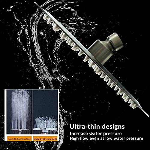 NearMoon Rain Shower Head, Ultra-Thin Design-Pressure Boosting, Awesome Some Experience, High Flow Stainless Steel Rainfall Head (10 Inch, Brushed Nickel) - color: Brushed Nickel, size: 10 Inch