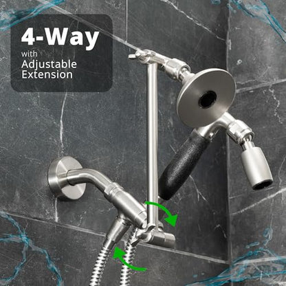 High Sierra® - Solid Lead-Free Metal 4-Way Combo with GEN 3 REFLECTIONS™ Fixed and Handheld Shower Head with Hose. Run Separately or Both at Full Flow - 1.5 GPM per Shower Head - Chrome Finish - color: Chrome, size: 1.5 GPM