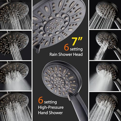AquaDance 7" Premium High Pressure 3-way Rain & Handheld Shower Head Combo | Enjoy Dual 6-Setting Luxury Shower Heads Separately or Together for the Best of Both Worlds! Stainless Steel Hose - Bronze - color: Oil Rubbed Bronze, style: 2.5 Gallons Per Minu