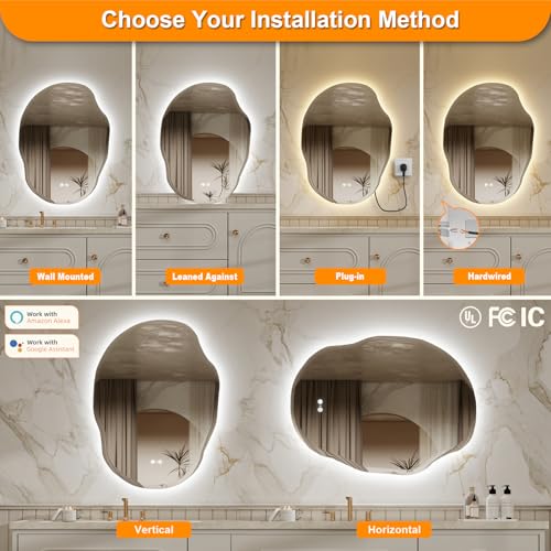 Smart Cloud Mirror for Bathroom, 24''x 32'' LED Backlit Mirror | Anti-Fog, Stepless Dimmable Lights, 3 Color Modes, Shatter-Proof Tempered Glass