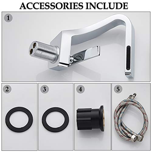 becola Chrome Bathroom Sink Faucet, Single Hole Faucet for Bathroom Sink, Solid Brass Single Handle Lavatory Vanity Sink Faucet with Two US Standard 3/8" Hoses - color: Chrome