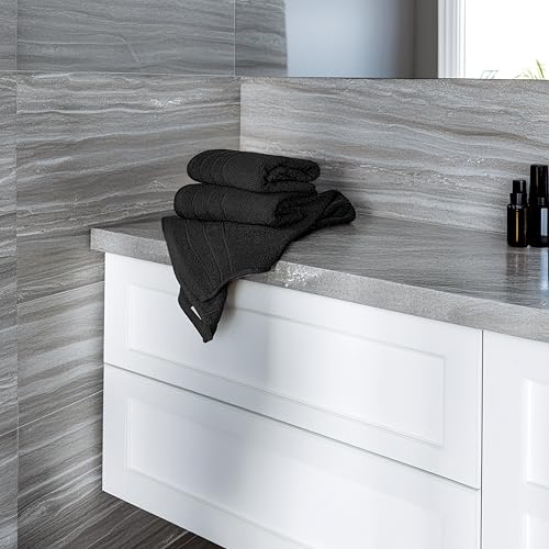 6 Piece Hand Towels Set 16 x 28 Inches, Black | 100% Cotton, Lighter Weight, Quick to Dry, 16 x 28 Inches, Super Soft & Absorbent, Perfect for Bathroom & Kitchen - color: Black