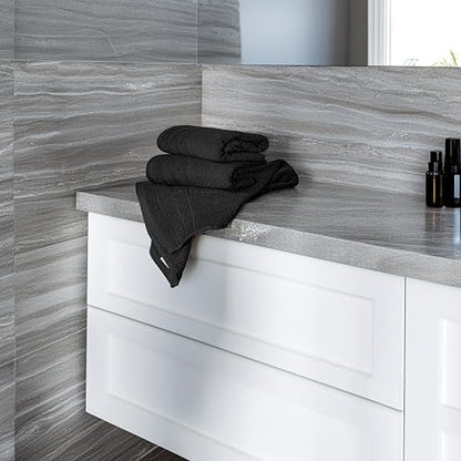 6 Piece Hand Towels Set 16 x 28 Inches, Black | 100% Cotton, Lighter Weight, Quick to Dry, 16 x 28 Inches, Super Soft & Absorbent, Perfect for Bathroom & Kitchen - color: Black