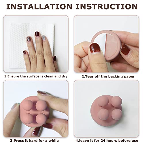 4 pcs Silicone Toothbrush Holder Multi-Function Hook Waterproof self Adhesive Single Toothbrush Hook Plug Holder for Wall for Hanging Bathroom Kitchen Living Room Office - color: Pink