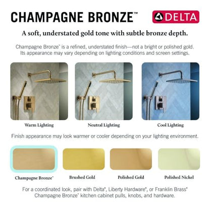 Delta 5-Setting HydroRain 2-in-1 Dual Shower Head with ProClean Spray, Brushed Gold High Pressure Shower Head with Handheld Spray, 1.75 GPM Flow Rate, Champagne Bronze 75419CZ - color: Champagne Bronze