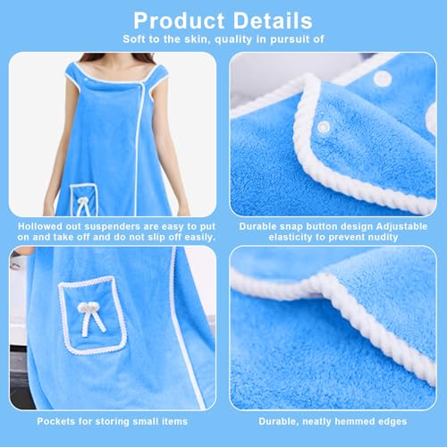 Unisex Bath Towel, Wearable After Bath Towel Set, Wearable Quick Dry Shower Gym Towel(53" x 31", Blue) - color: Blue, size: S(135X80CM)