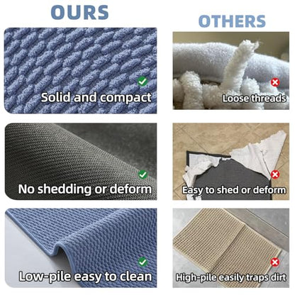TYUU Bathroom Rugs Non Slip Washable, Super Absorbent Thin Bath Mat Quick Dry Low Pile Bathroom Rug, Denim Blue 24"x36" - color: Denim Blue01, size: 2' X 3' (Rectangular)
