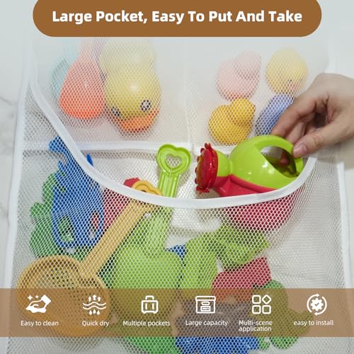 2PCS Mesh Shower Organizer Hanging,Shower Curtain Liner Pockets Hanging with Pockets Quick Dry Cruise RV Camper Bathroom Organizer with Shower Curtain Hooks - size: 2 Pack | White