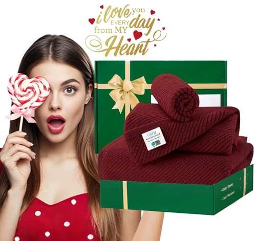 VOOVA & MOVAS 3PC Towel Set, 100% Cotton, Burgundy | 1 Large Bath 30x56 In, 1 Hand 18x28 In, 1 Wash Cloth 13x13 In, Quick Dry, Soft, Thick, Towels For Bathroom, Towel Gift - color: Burgundy - Red, size: 3 PC Bathroom Towel Set