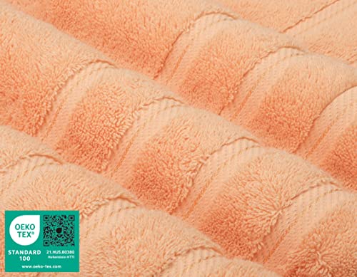 American Soft Linen 100% Cotton Luxury Turkish Towels, 6 Piece Towel Set | Soft Absorbent Quick Dry OEKO Tex Standard 100 Certificated Durable Machine Washable Premium Hotel Quality - color: Malibu Peach, size: (27"x54") + (16"x28") + (13"x13")